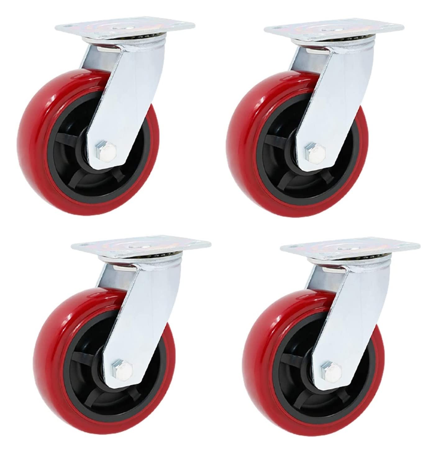 GBRJUYF Heavy Duty Polyurethane Swivel Wheels 4-Pack for Trolley & Furniture - Industrial Plate Casters for Easy Workbench Transport & Mobility