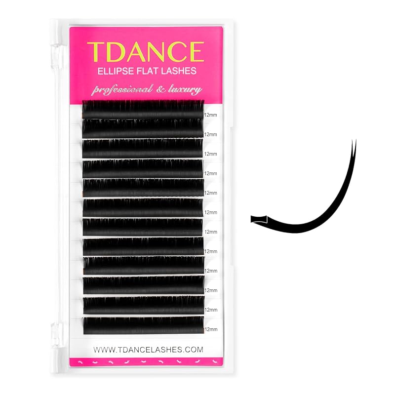 Cílios postiços individuais TDANCE Flat CC-0.15, 14 mm, pretos foscos, comprimento misto