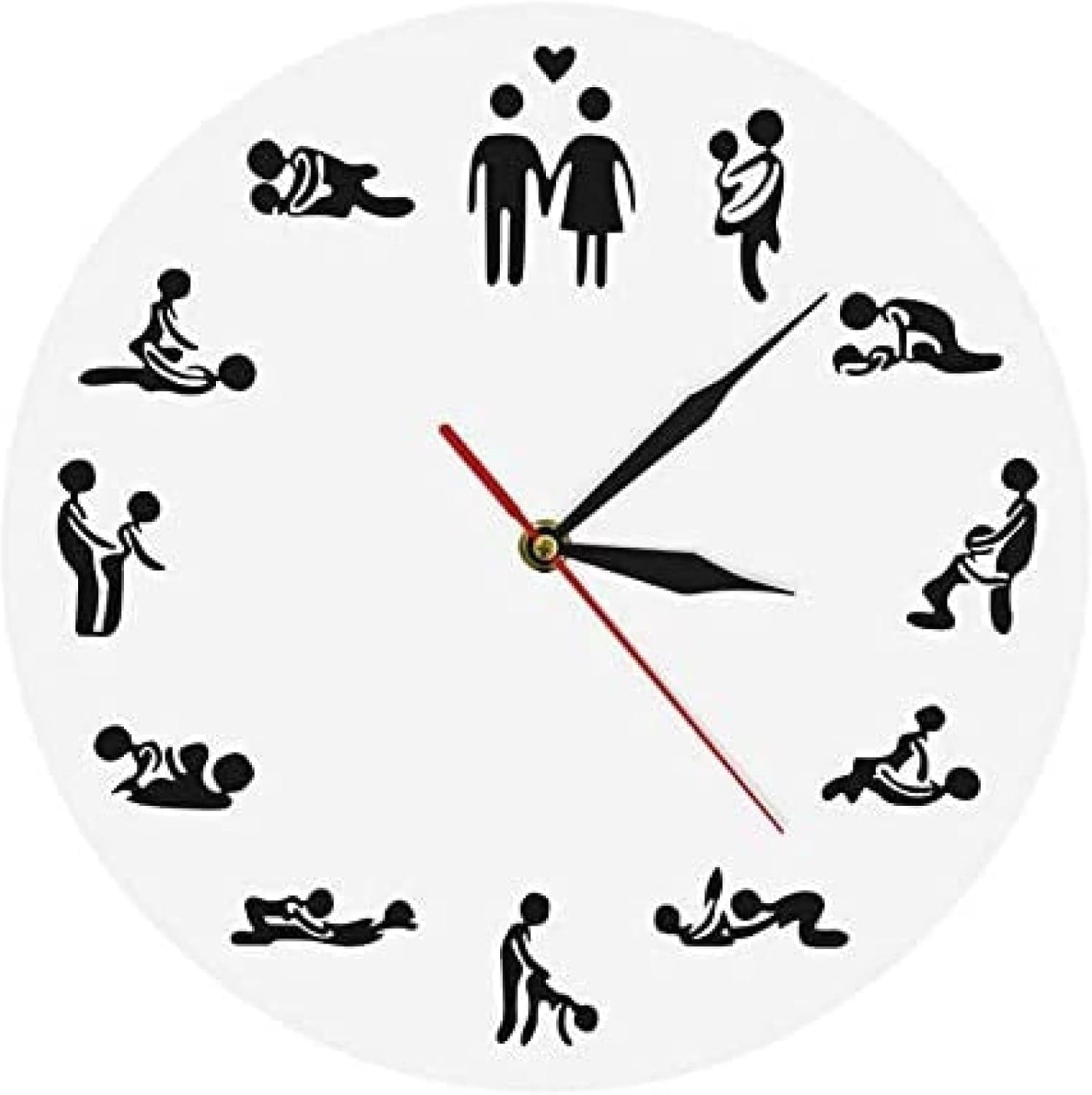 Adult Acrylic Wall Clock 30cm 12 Inch 24 Hour Sex Choices Gender Iconic Wall Clock Kamasutra Wall Decor Clock Couple Valentine's Day Wedding Gift
