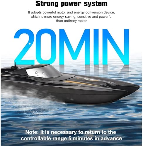 Miniatura 4 de QIYHBVR Barco a control remoto para piscinas y lagos, barco de carreras de 2.4 GHz con 2 baterías recargables, juguetes de verano, barcos RC para