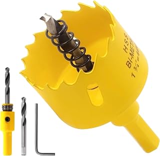 1 3/4 Inch Hole Saw with 3/8 Arbor HSS Bi-Metal Hole Saw Blade and Variable Teeth Pitch for Wood, Plastic Board, Pipe,Plywood, and Soft Metal Sheet 1 3/4"(44mm)