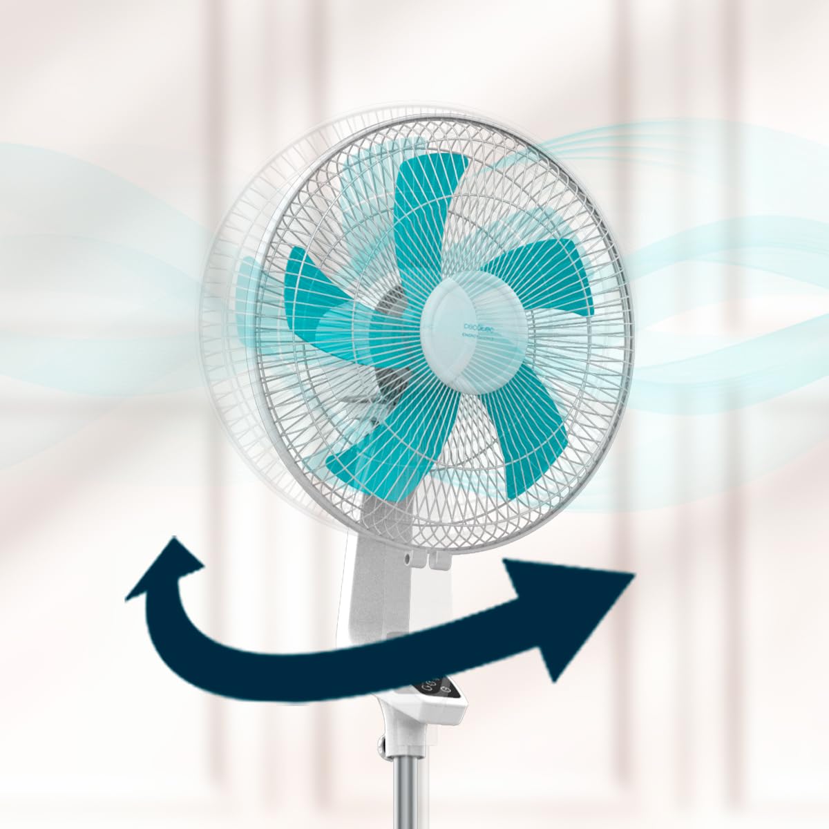 Cecotec Standventilator EnergySilence 620 Flow Control 50 W, 16 Zoll Durchmesser, 5 Flügel, 12-Stunden-Timer, Touch-Steuerung, LED-Bildschirm, 3 Geschwindigkeiten, Automatische Oszillation