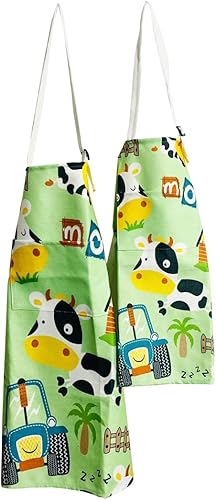 Miniatura 4 de Delantales para padres e hijos con bolsillo, bonitos delantales a juego de dinosaurios para niños y adultos