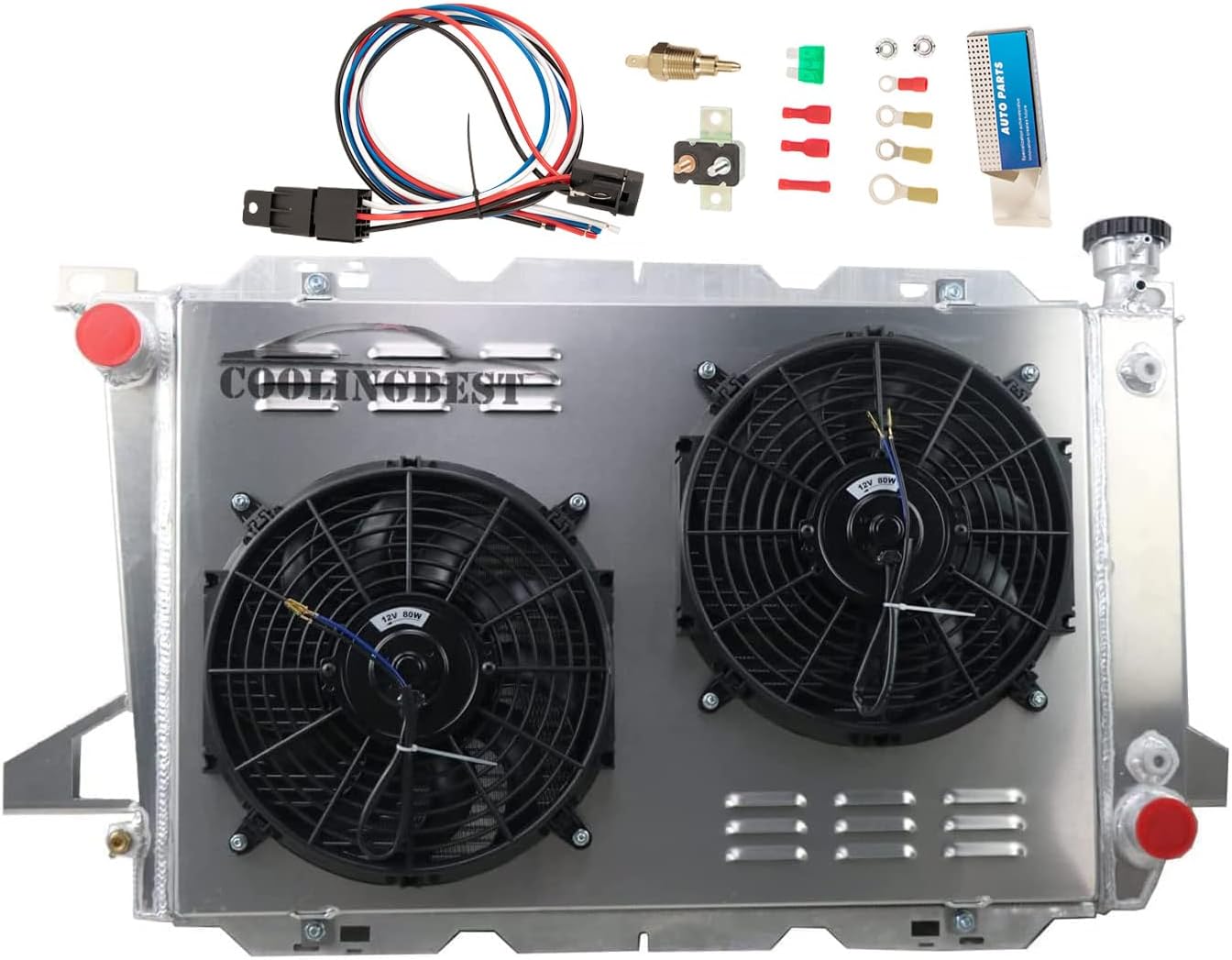 Aluminium Radiator Replacement for 1985-1996 Ford Bronco Pickup F150 F250 F350 4.9 L6 3 Row Core Radiators Radiador 1986 1987 1988 1989 1990 1991 1992 1993 1994 1995