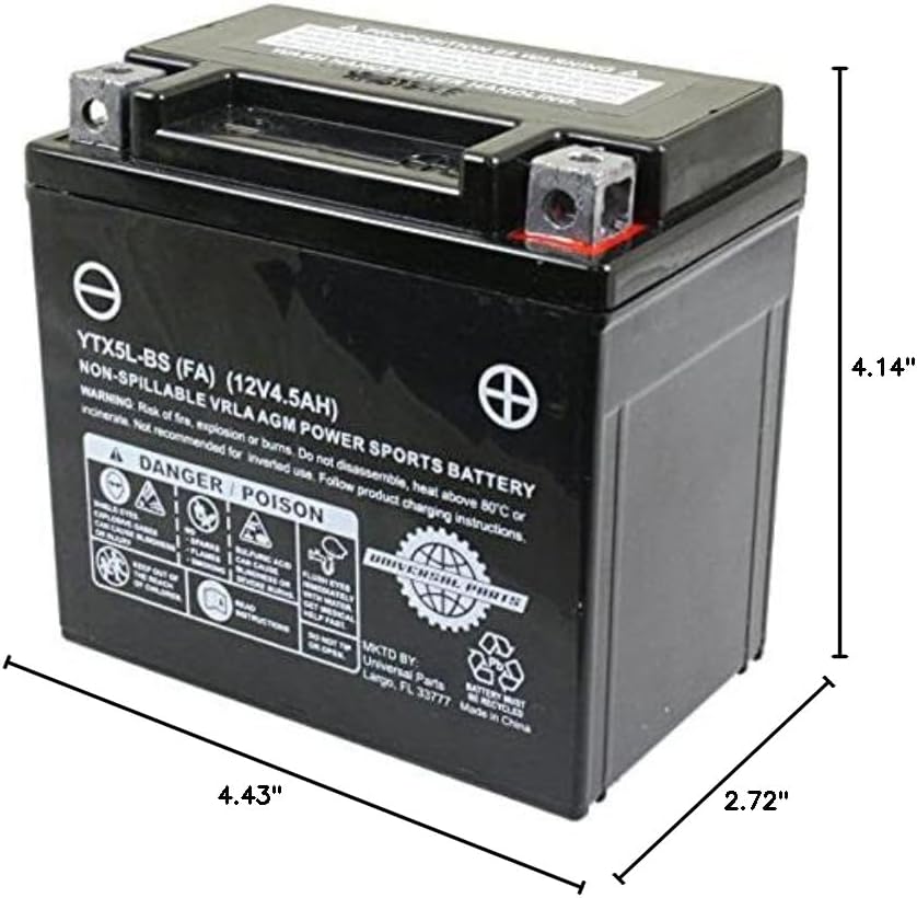 12V 4.5AH Battery YTX5L-BS - Factory Activated