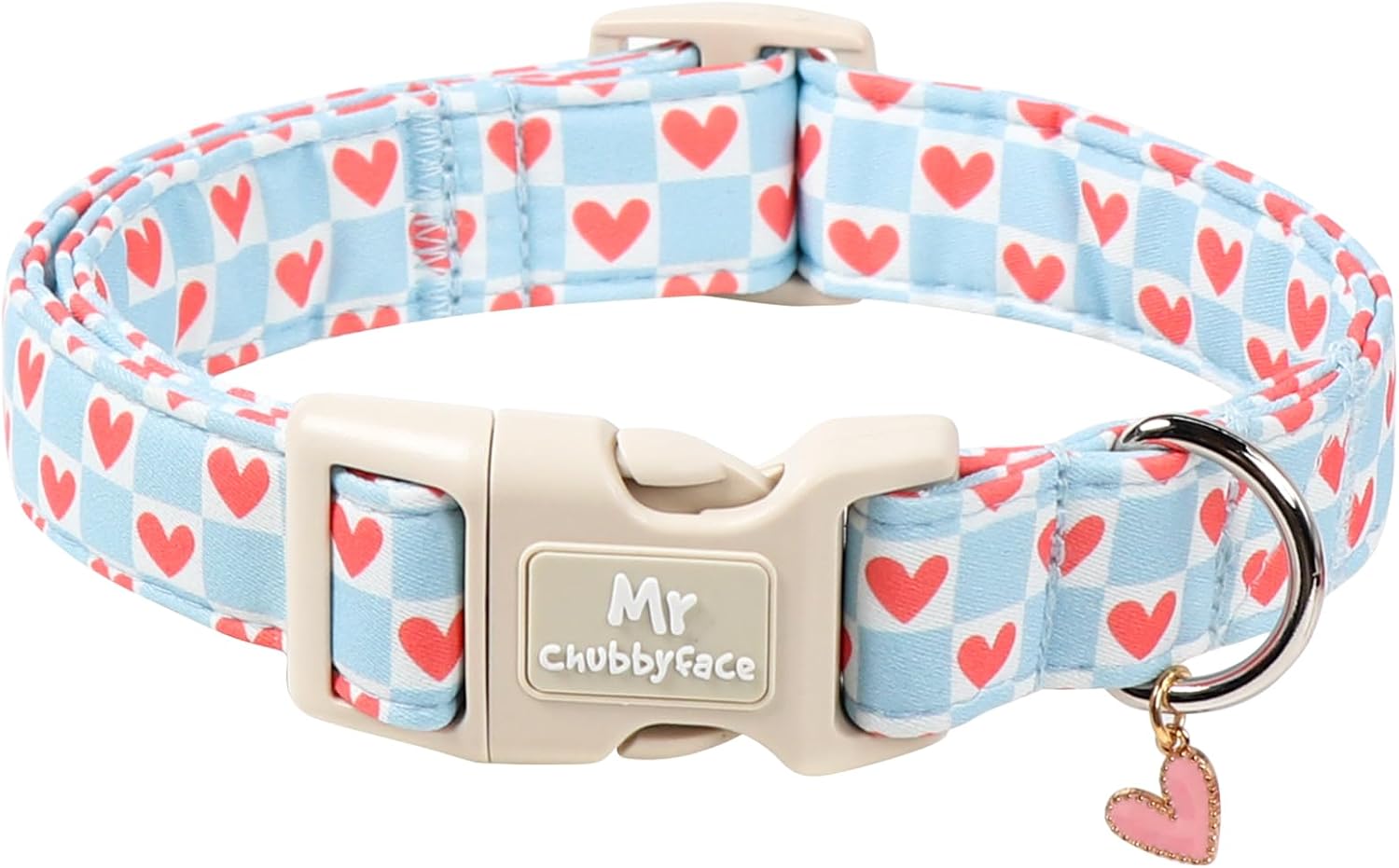 Collar para perros MR.CHUBBYFACE talla L color azul con corazones