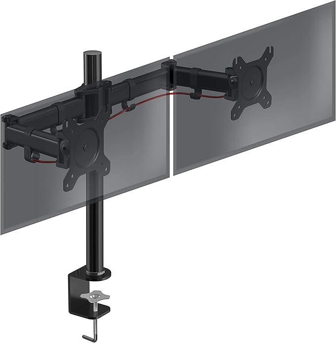 Duronic DM252 BK Monitorhalterung - Monitorständer für 2 Monitore bis 27 Zoll - VESA 75/100 - Belastbarkeit 8kg - Höhenverstellbar - Neigbar -90° bis +35° - Drehbar 360° - Monitorarme aus Stahl: Amazon.de: Computer & Accessories