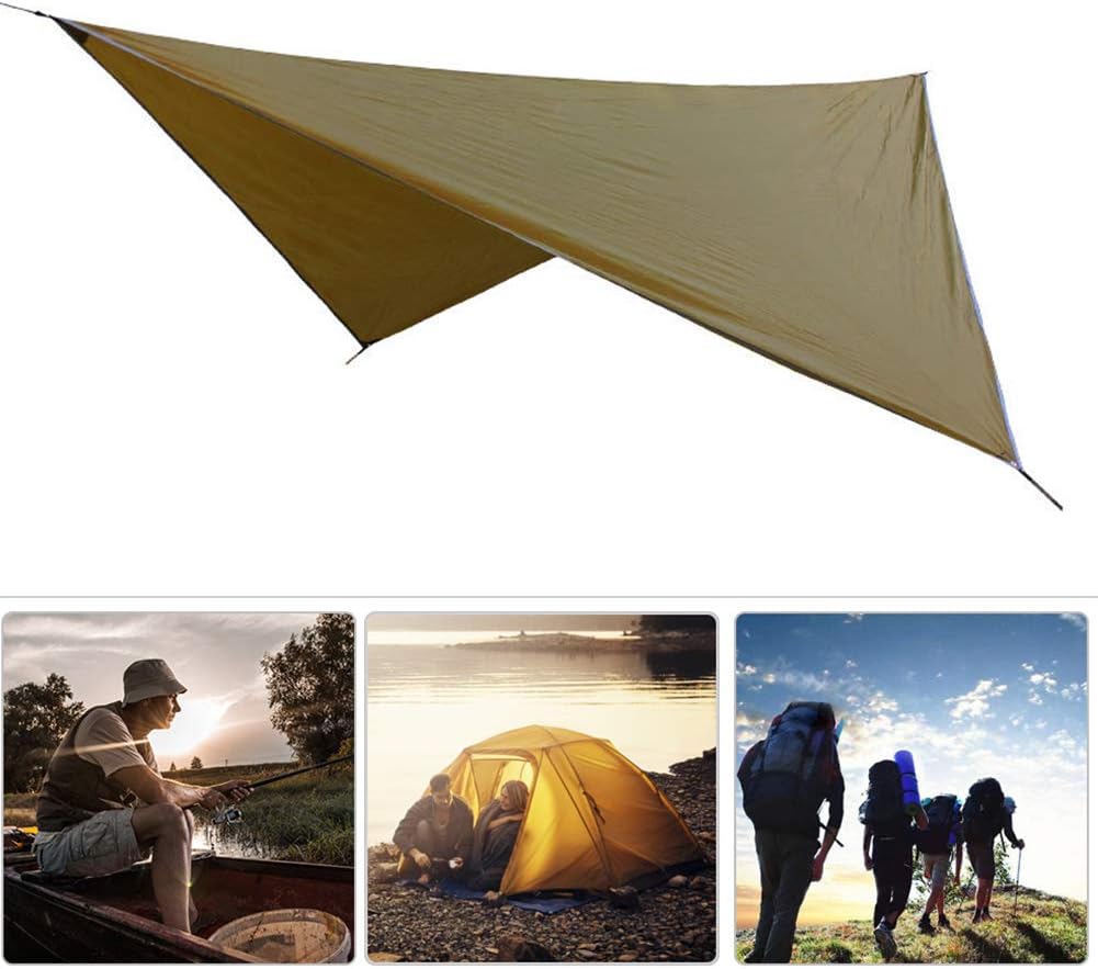 Hammock Camping Tarp Rain Fly, Tent Footprint Shelter, Tent Shelter Canopy for Outdoor Awning Hiking Beach (Light Tan)
