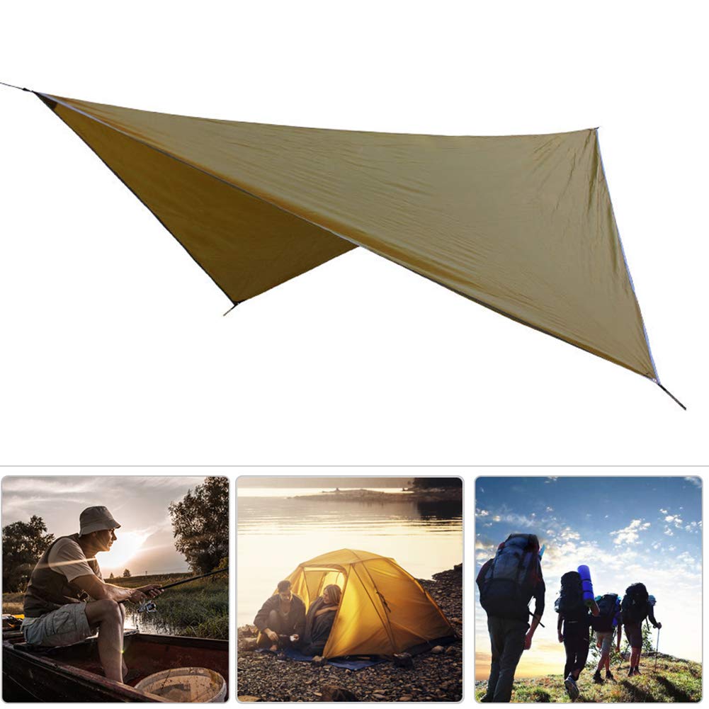 Water Proof Camping Tent Tarp Hammock,210T Polyester Fabric Hammock Tarp Tent 141.73x114.17inch Sun Proof Camping Ground Mat Awning (Light Tan)