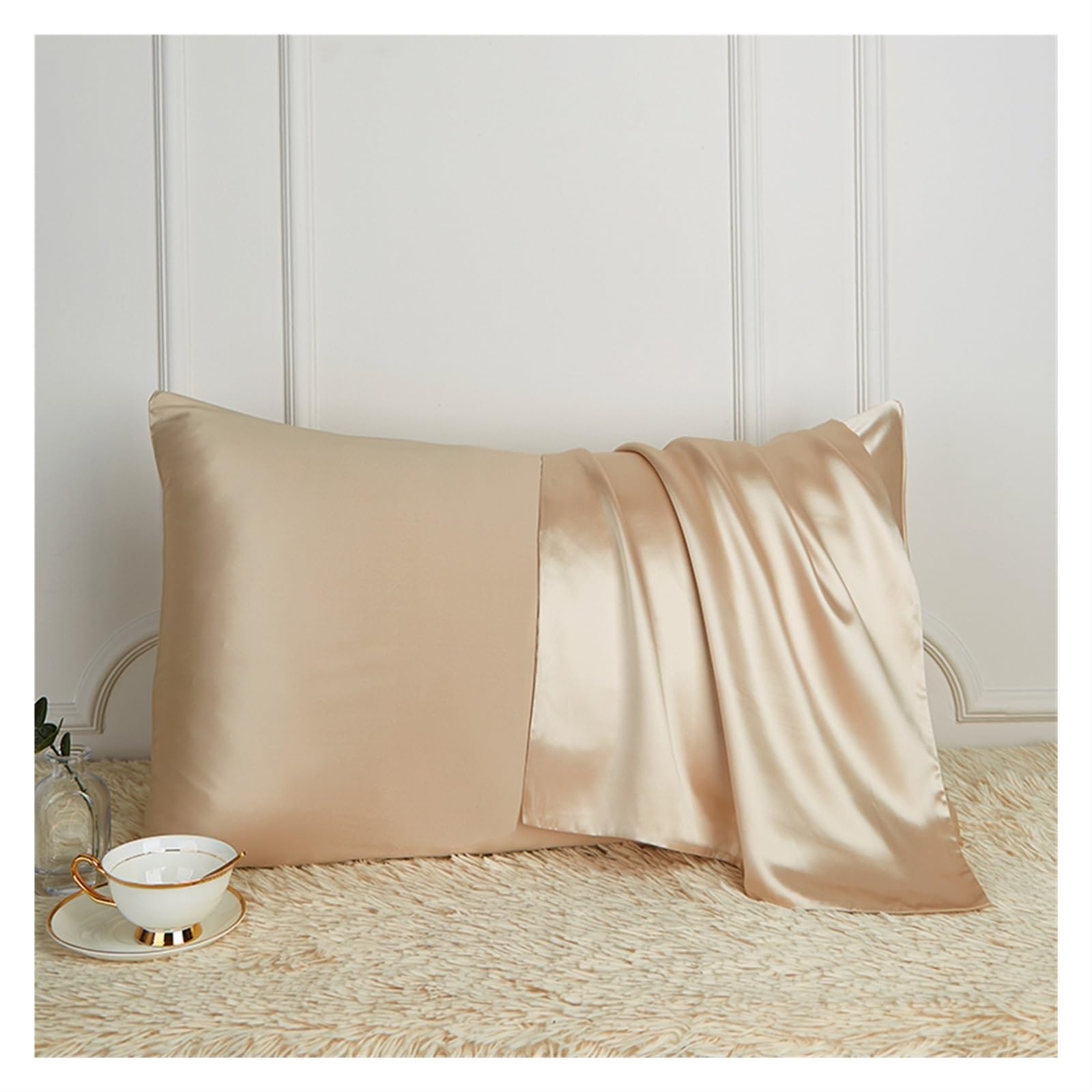 Silk Pillowcase Pure Silk Pillowcase Real Mulberry(Gold,48x74cm)