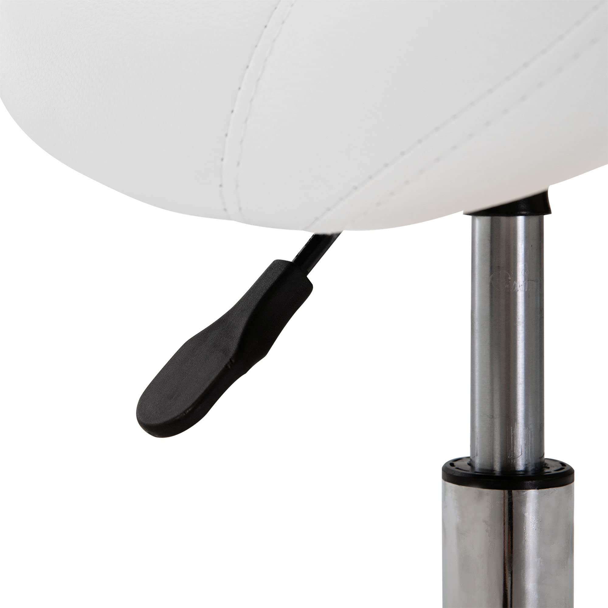 HOMCOM Sgabello da Lavoro a Sella con Ruote e Altezza Regolabile per Negozi Parrucchiere e Tattoo, 52x53x49-61cm Beige