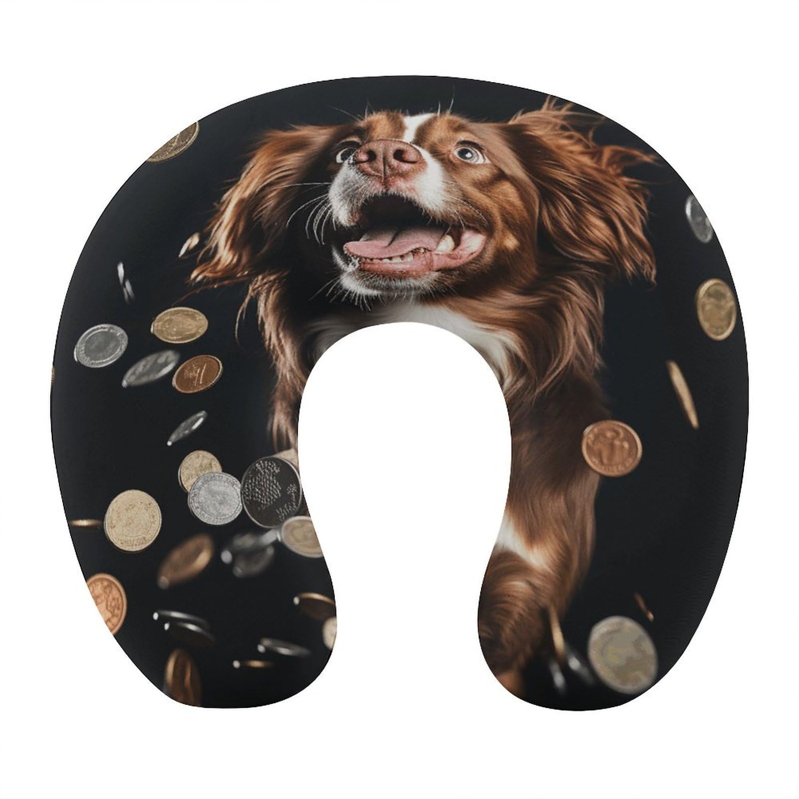 Btcowzrv Style A Dog And Coins U Shaped Neck Pillow Travel Pillows