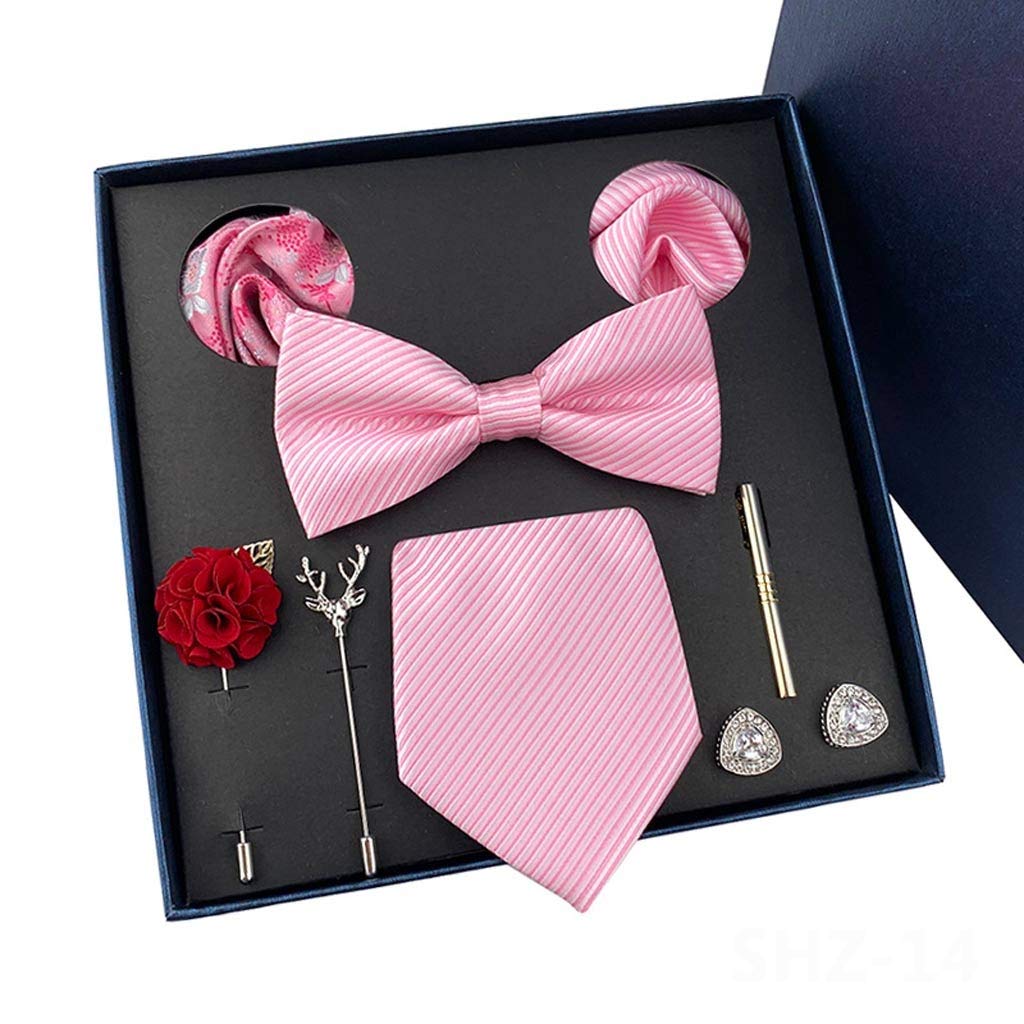 Business-Krawatten, Seiden-Herrenmode-Halstuch mit Blauer Schleife und Clip-Anstecknadel