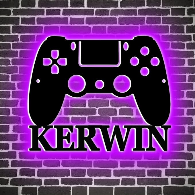 Personalized Gamer Neon Sign, Gamepad Shape Metal Neon Light Room Wall Art LED Light Signs Game Room Decor Bedroom Wall Decoration, Gifts for Teens Boys Girls Kids