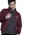 The Indian Garage Co Men Maroon Slim Fit Solid Bomber Jacket