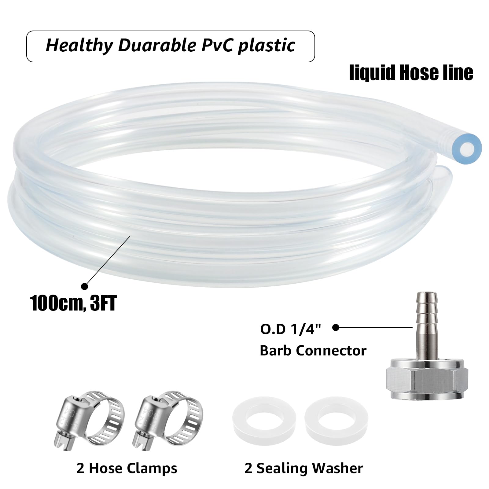 MRbrew 3FT Draft Beer Line Kit with Barb Connector, 3/16