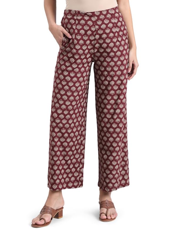 Image of GO COLORS Soft Viscose Printed Palazzo Full Length for Women| Breathable, Mid Rise