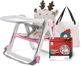 APRAMO FLIPPA Elevador de Siento de Silla Navidad Cojines Portátil Trona Alzador Plegable de Silla para Bebé Comer Alimentar con Bandeja Extraíble (SAKURA)