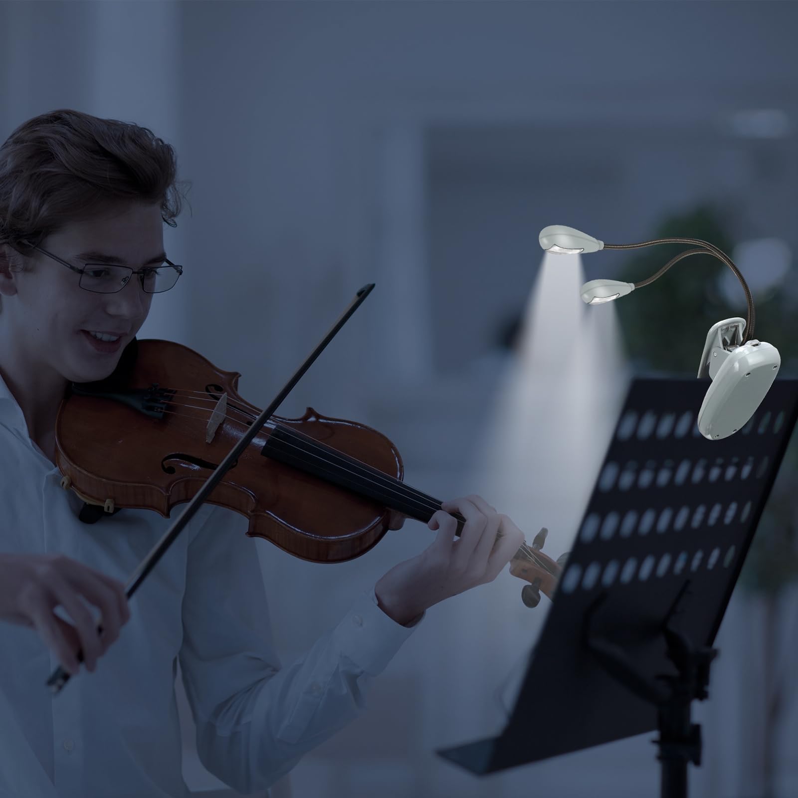 Retisee 6 luces LED de lectura con clip para soporte de música, funciona con pilas AAA, 3 niveles de brillo, ideal para músicos, pianistas, niños, batería AAA no incluida, gris plateado