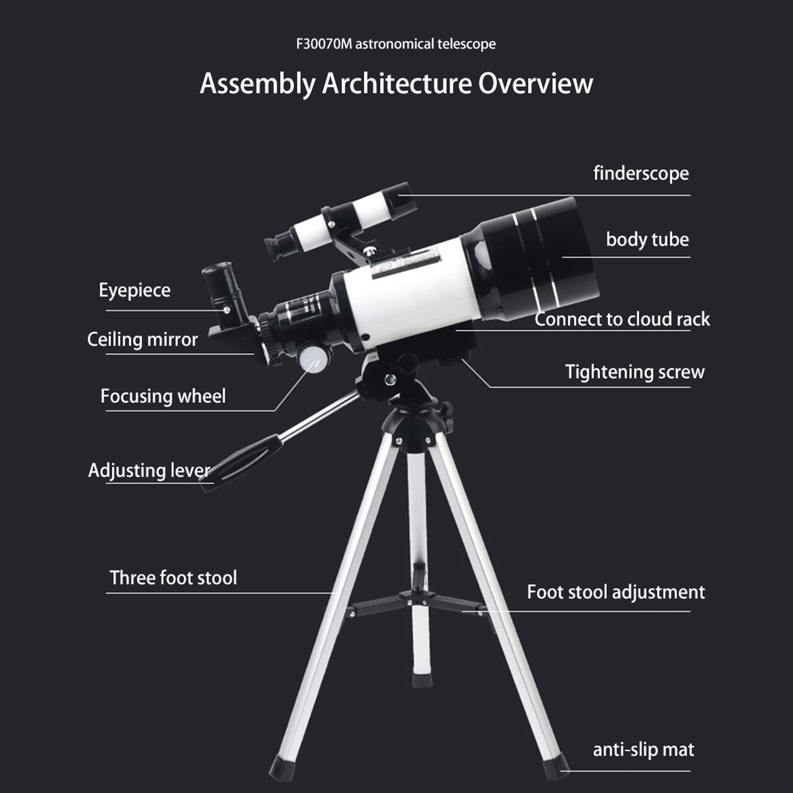 Profesjonalny teleskop astronomiczny dla początkujących, teleskop refrakcyjny 300X70mm z zoomem kosmicznym 150X, zegarek gwiazd księżyca Warm as ever