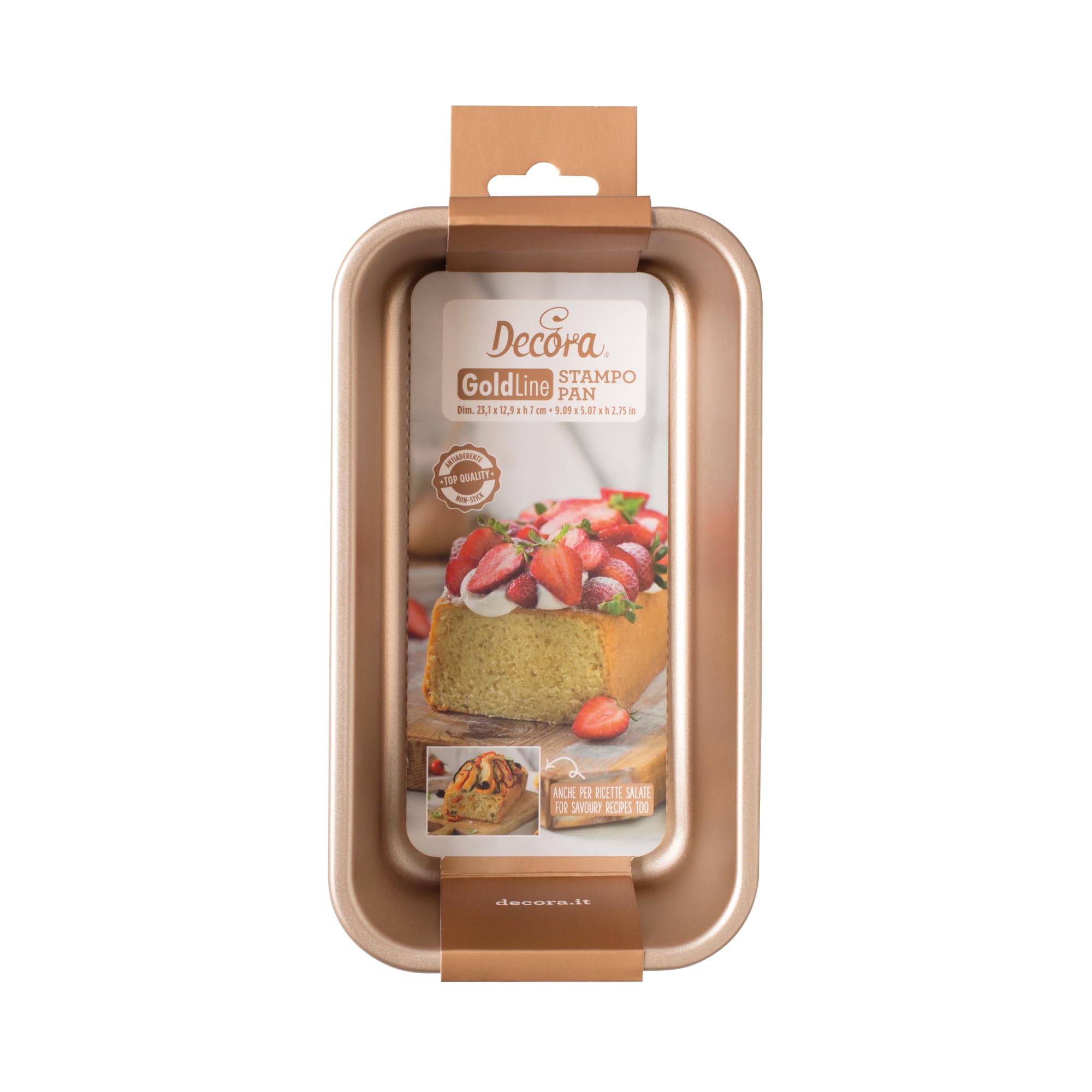Decora, 0070101 Stampo Gold Line Plumcake 23,1 X 12,9 X 7 cm, Ideale per Preparare dei Gustosi Plumcake, In Robusto Metallo Antiaderente