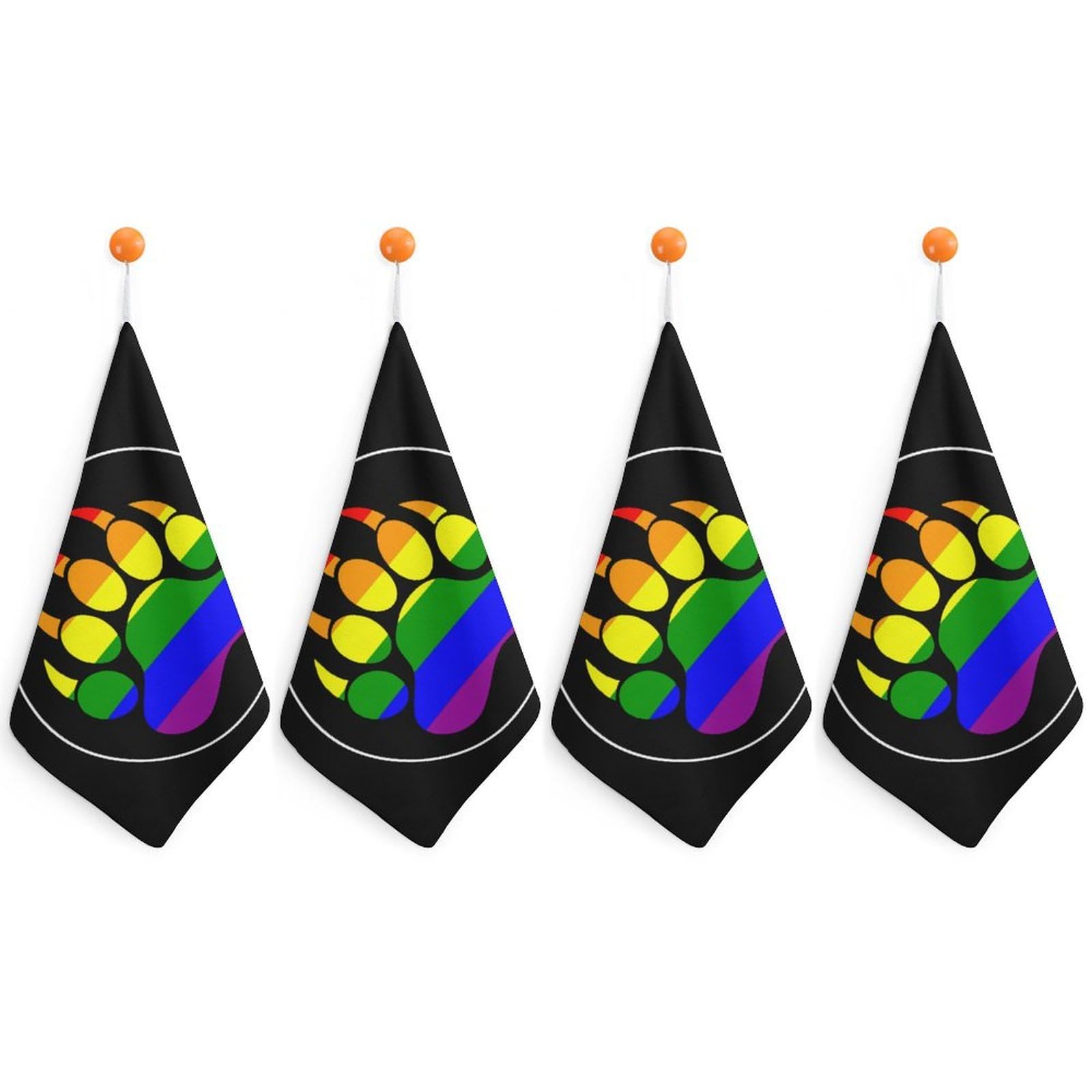 CGSBNGHA LGBT Gay Rainbow Bear Paw Hand Towel Hanging Face Towels Cleaning Cloths Handkerchief for Bathroom Kitchen