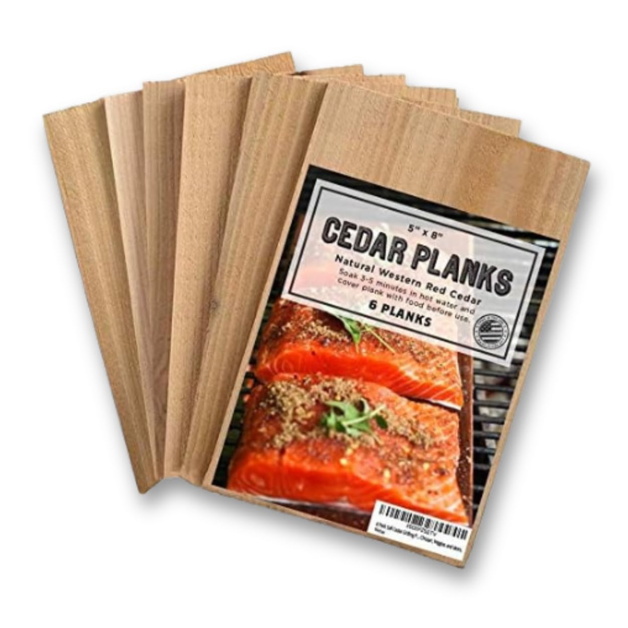 Wood Fire Grilling 6-Pack 5" x 8" Western Red Cedar Grilling Planks, USA-Made