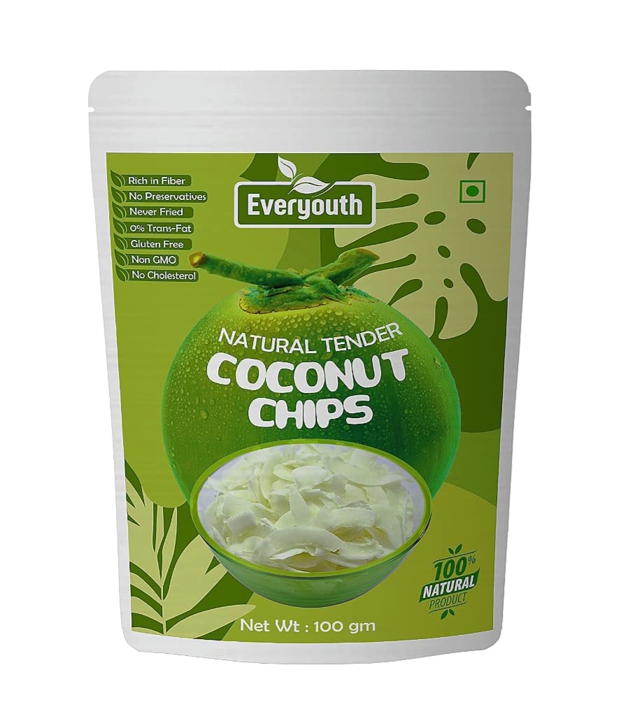 EVERYOUTH Natural Tender Coconut Chips (100 Gm, Pack Of 1) | Rich In Fiber | No Preservatives | Never Fried | Gluten Free | Non Gmo | No Cholesterol - Fresh (B0BD45147J) Amazon Price History, Amazon Price Tracker
