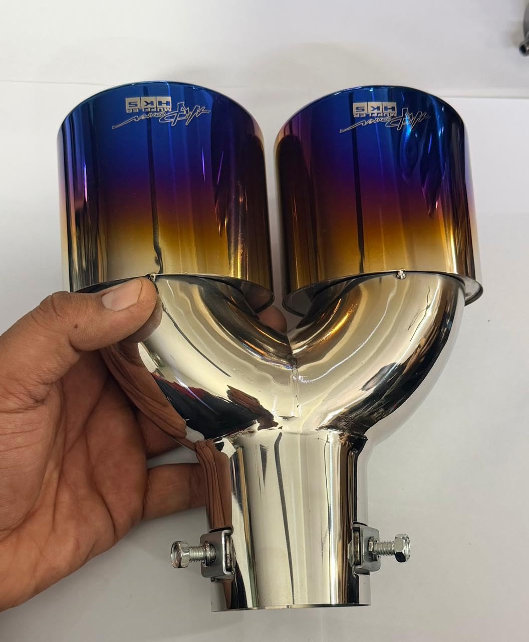 Stainless STEEL HKS DUAL Only TIP BEND, Muf-fler Silencer Muf-fler Tip Car Ex-haust (HKS DUAL TIP SS BEND MULTI) Universal-image-48