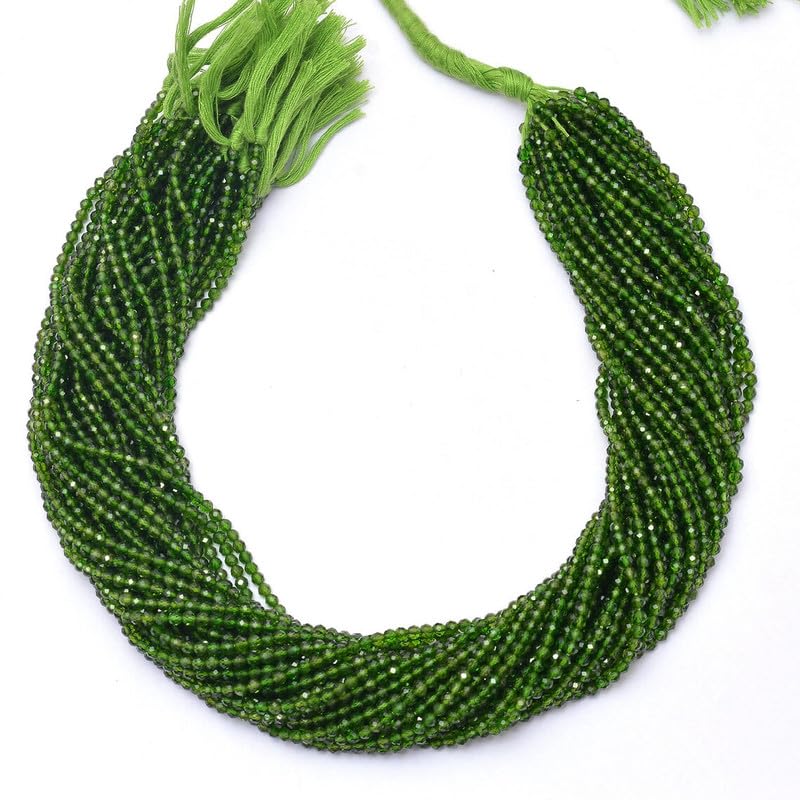 Chrome Diopside naturel 2mm en perles à facettes pour création de bijoux d'art - 2