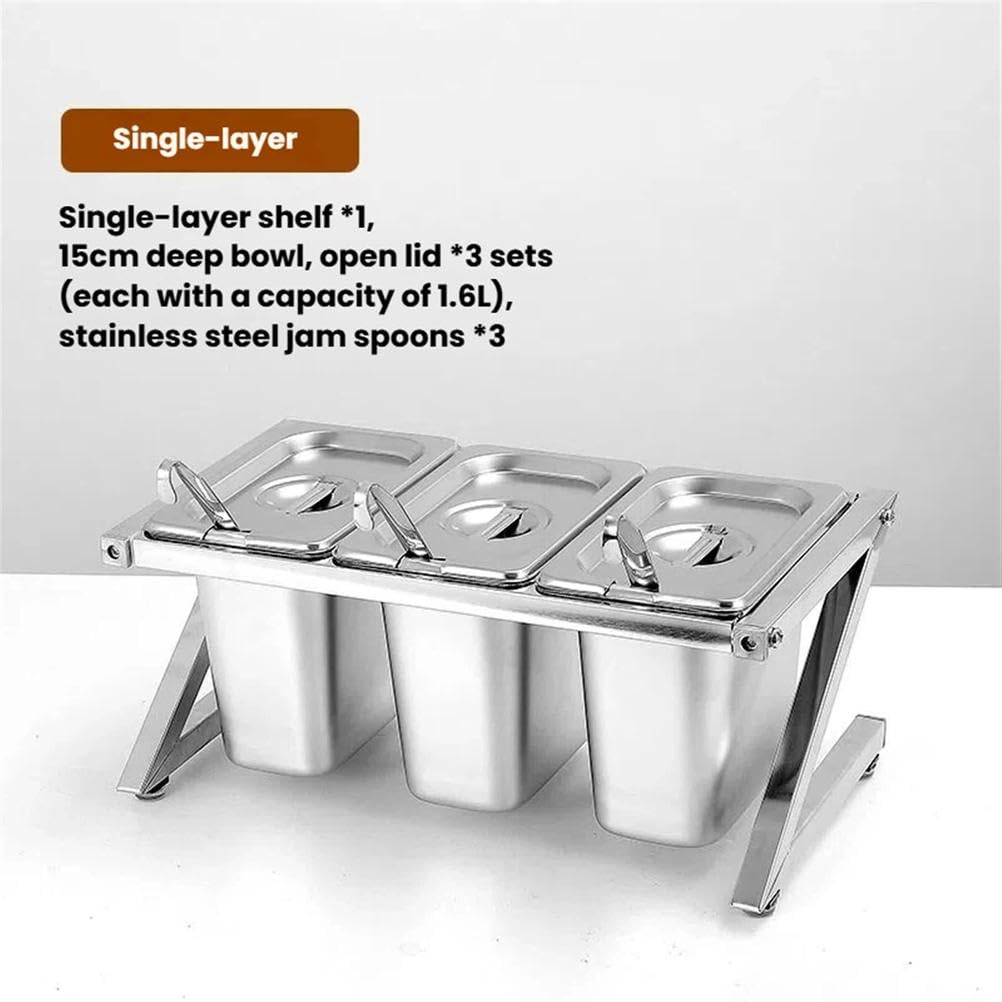 Juego de recipientes de acero inoxidable para pizza con tapas, dispensador de condimentos y organizador de especias para salsas, condimentos, mermeladas y frutas. Solución perfecta para cocina