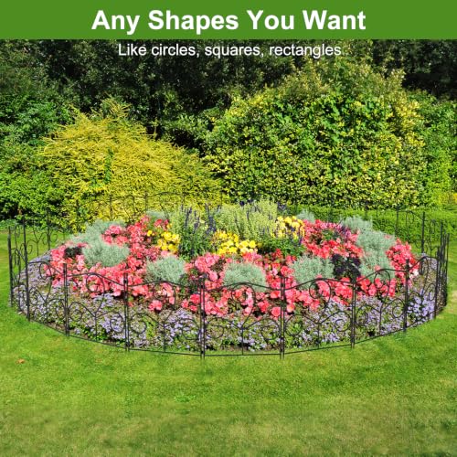 25 Pack Decorative Garden Fence, 16.54 in H x 26 ft L, Rustproof Coated Metal No-Dig Animal Barrier for Dogs and Rabbits, Outdoor Landscape Border Edging for Flower Beds, Yard and Patio — view 4