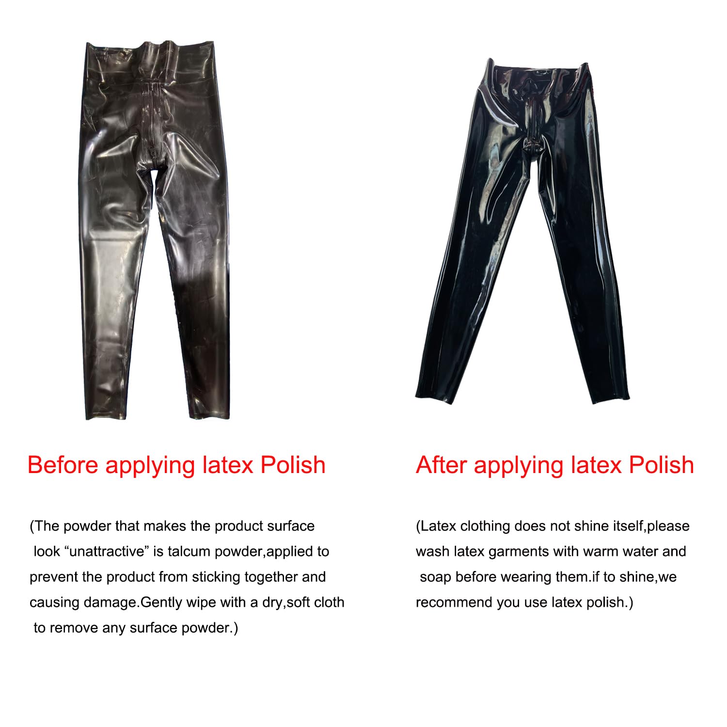 Leggings in Lattice a Forma di U a Vita Alta Nero,Pantaloni in Gomma da Donna con Cerniera sul Cavallo Fatto a Mano