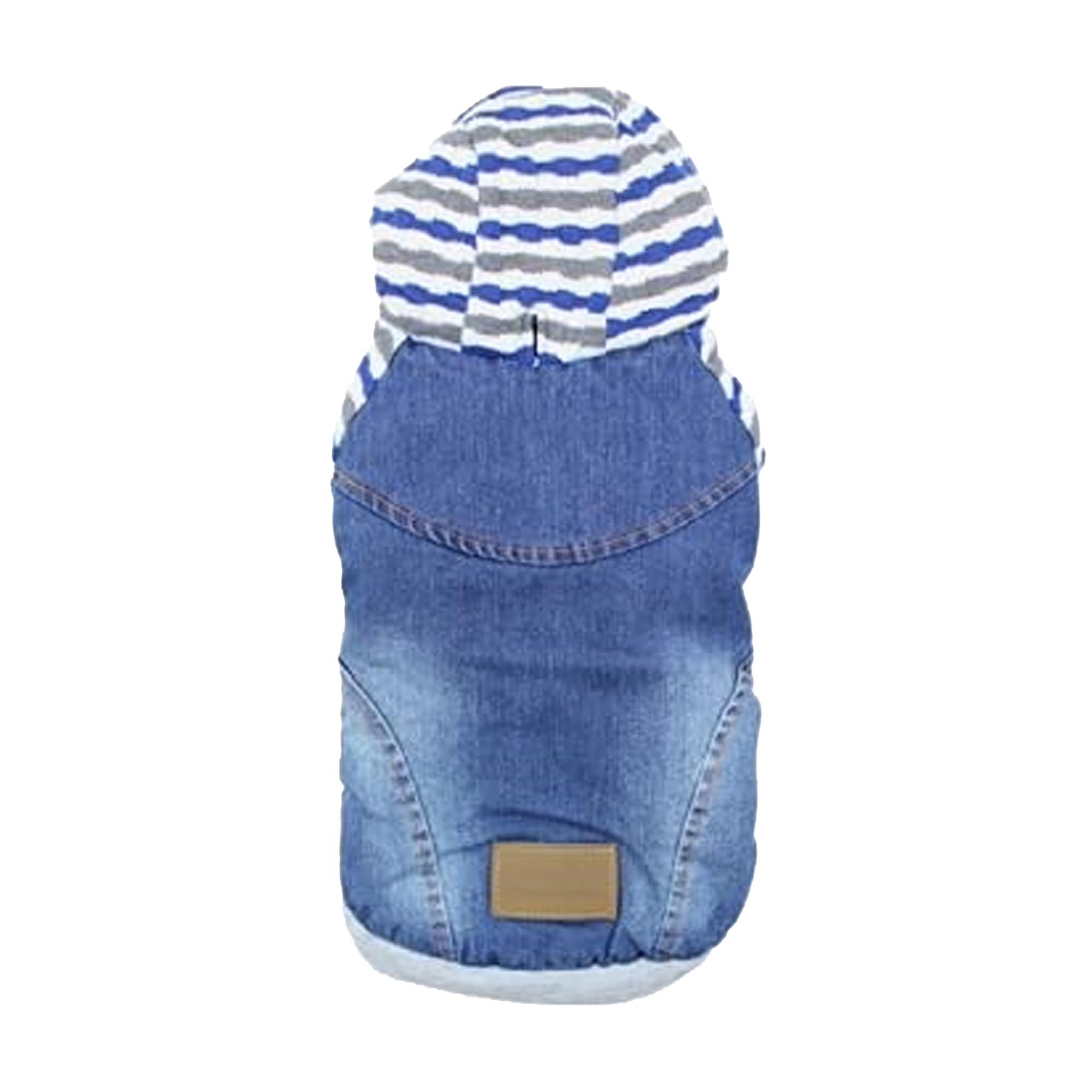 Parisian Pet Basic Dog Hoodie – Lightweight Denim Striped Hoodie - Dog Sweatshirt – Pullover Hoodies for Dogs with Leash Hole and Pockets – Blue Cotton Clothes for Large Dogs - L