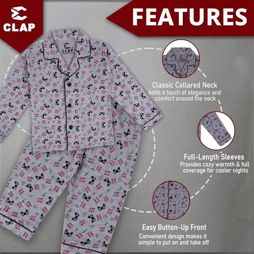 Image of CLAP Kids Cotton Printed Full Sleeves Night Suit
