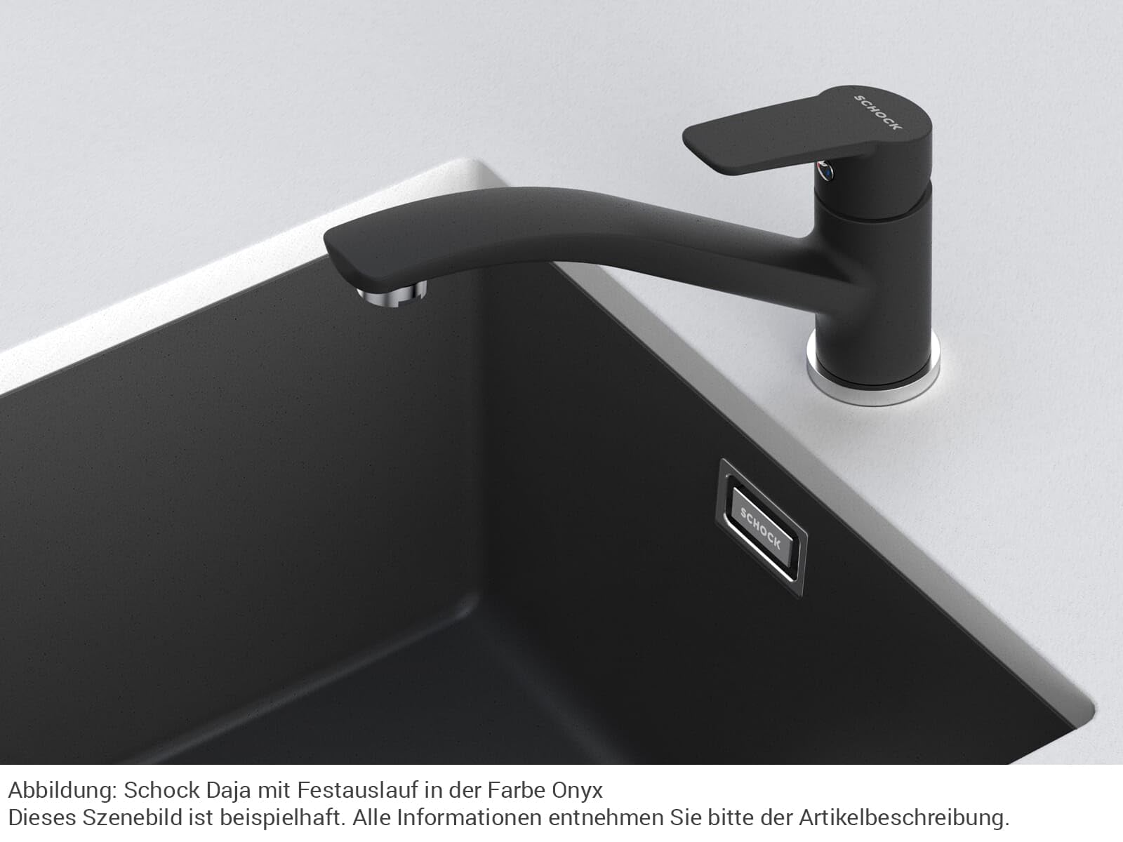SCHOCK Küchenarmatur DAJA Nero – schwarze hochdruck Armatur mit Festauslauf und Standard Norm-Anschlüssen