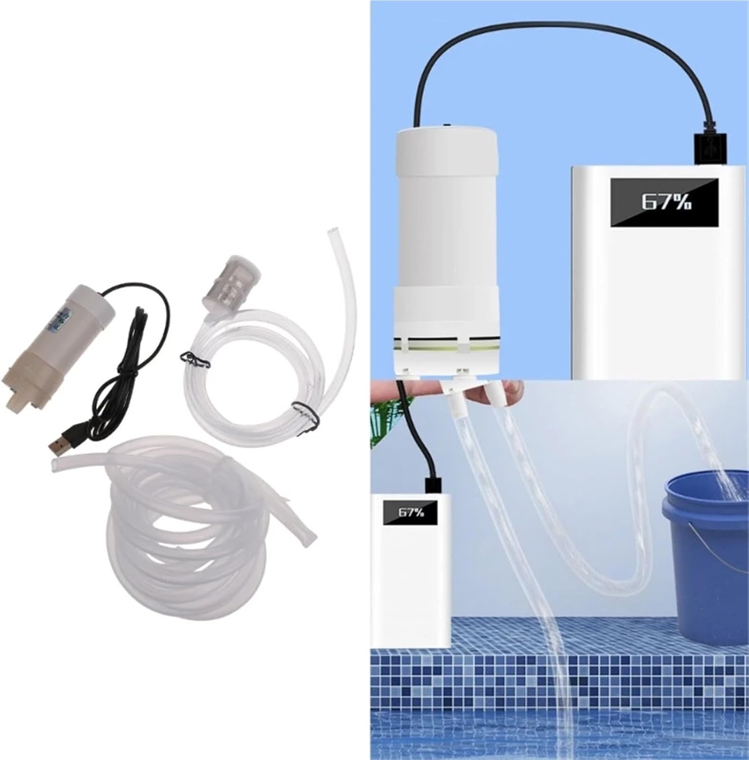 1pcs Self Priming Water Pump with USB Power Supply, Draining Standing Water, Balconies, Waterlogging, Fish Water(10 meters)