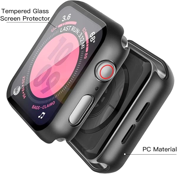 Piuellia 2 Pack Black Hard Case for Apple Watch SE3/SE2/SE/Series 6/Series 5/Series 4 (44mm), Screen Protector Ultra-Thin Overall Protective PC Cover for iWatch - 2