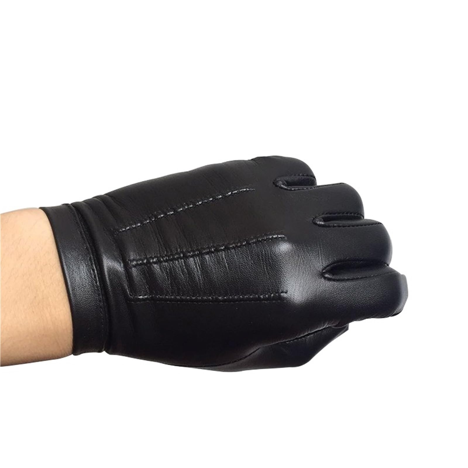 Quarzsand Handschuhe Ungefütterte, dünne Lederhandschuhe for Herren, Handgelenkknopf, eng anliegender, warmer Fahr-Touchscreen