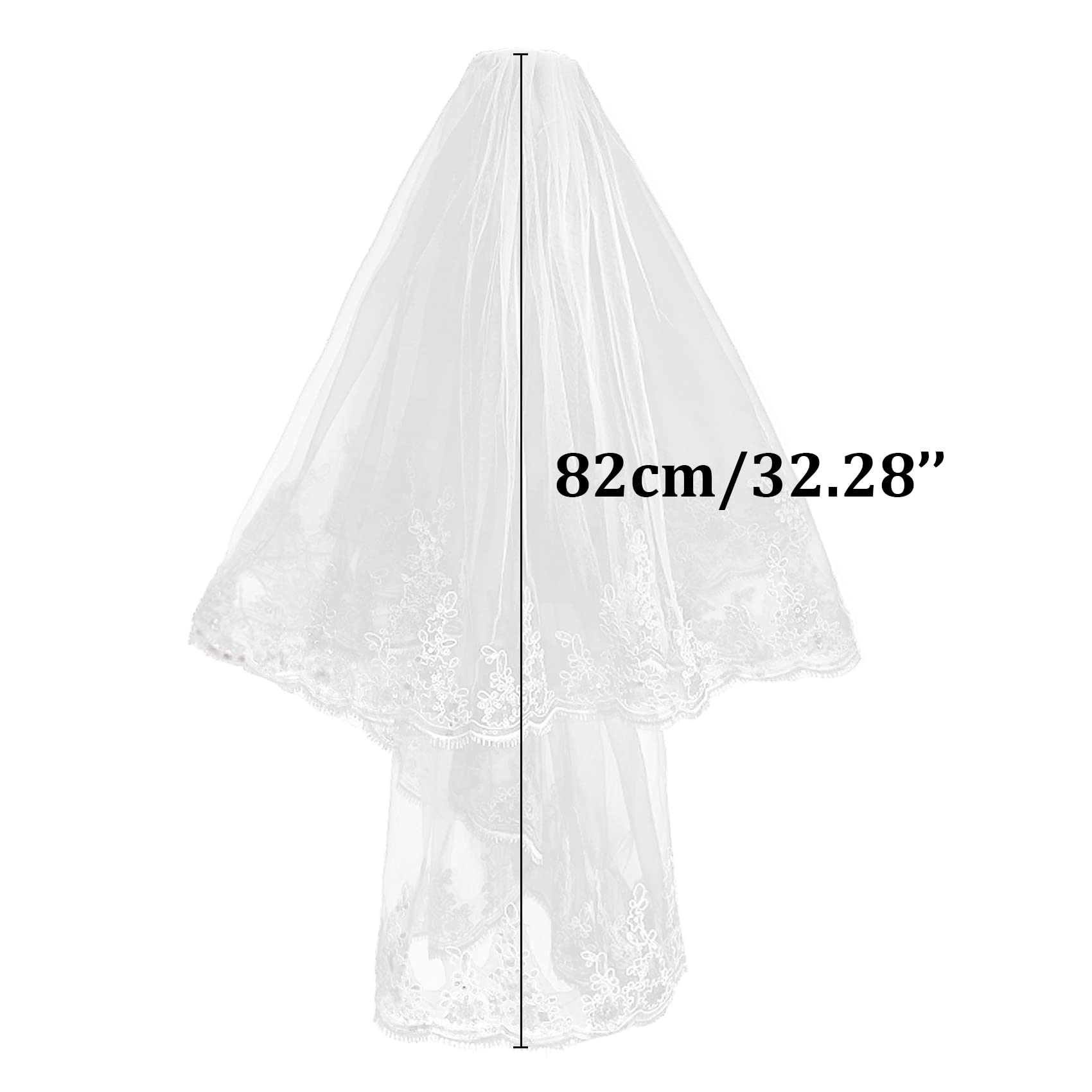 Brautschleier, schlichter Kathedralschleier aus Tüll for Damen, for Junggesellinnenabschiede und Junggesellinnenabschiede, WV-1, lang, rosa, 1-stufig, 68,9–175 cm, mehr als eine Größe.(Short - White S