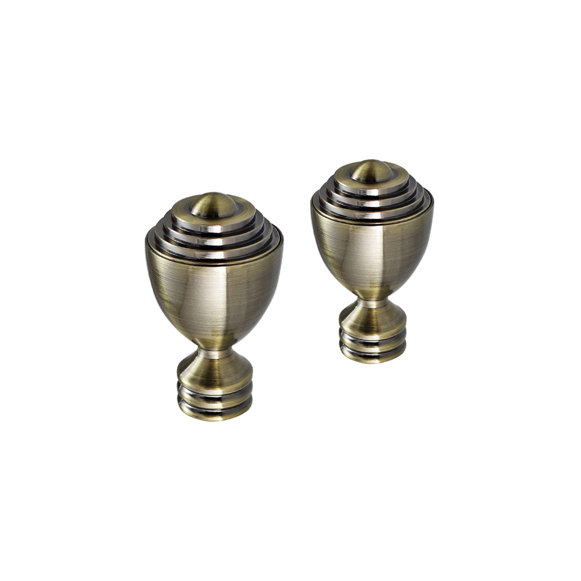 Your Home Online Metal Curtain Pole Rod Pack of 2 Finials/Ends for 19mm 28mm Diameter Poles Antique Brass (Set Of 2 Vienna Finials, 28mm)