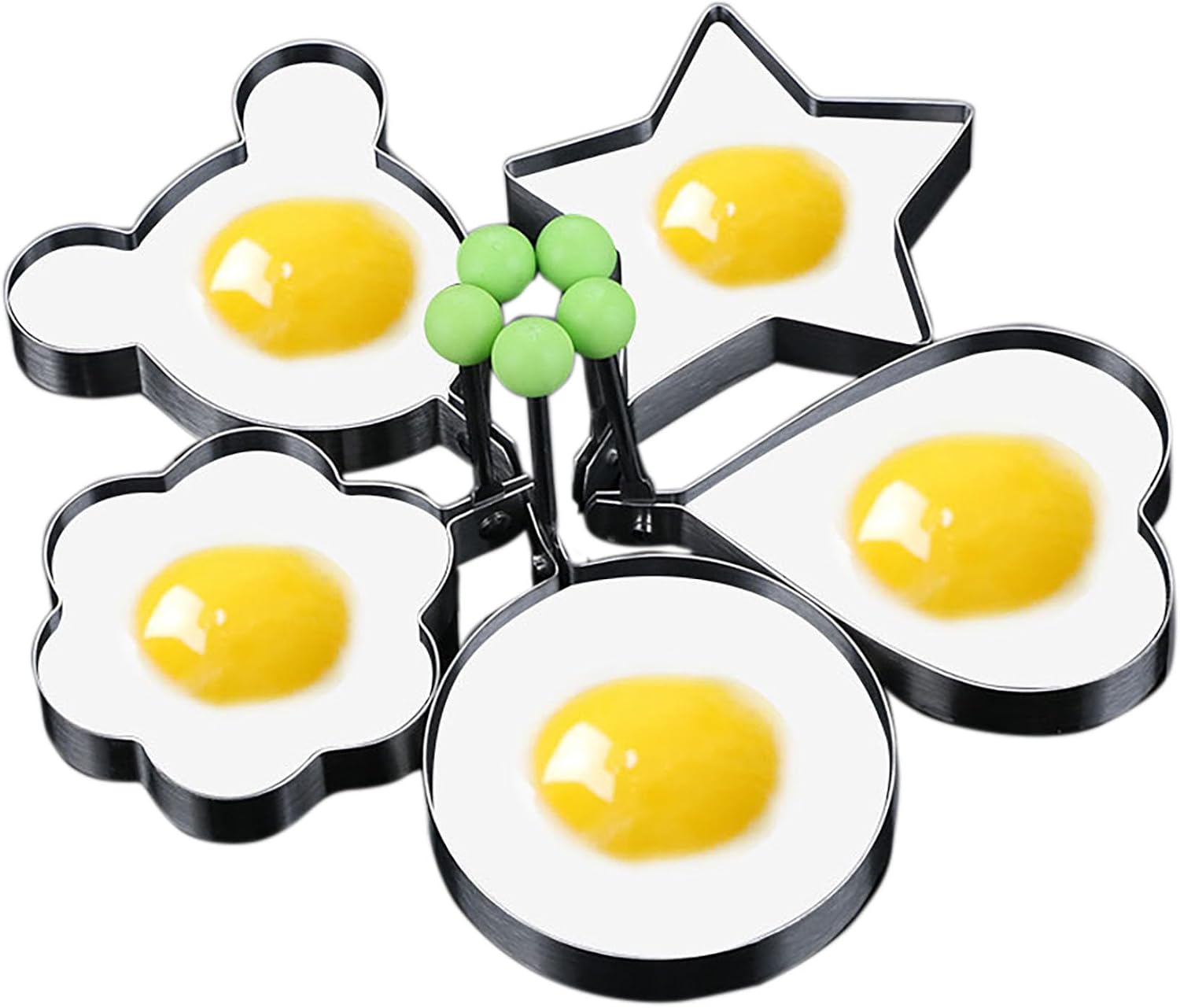 Stainless Steel Egg Molds, 5 Pack 3.5 Inch Different Shape Silver Egg Ring Molds for Cooking and Griddle of Flapjack, Bread and Chocolate