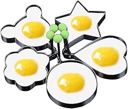 Stainless Steel Egg Molds, 5 Pack 3.5 Inch Different Shape Silver Egg Ring Molds for Cooking and Griddle of Flapjack, Bread and Chocolate