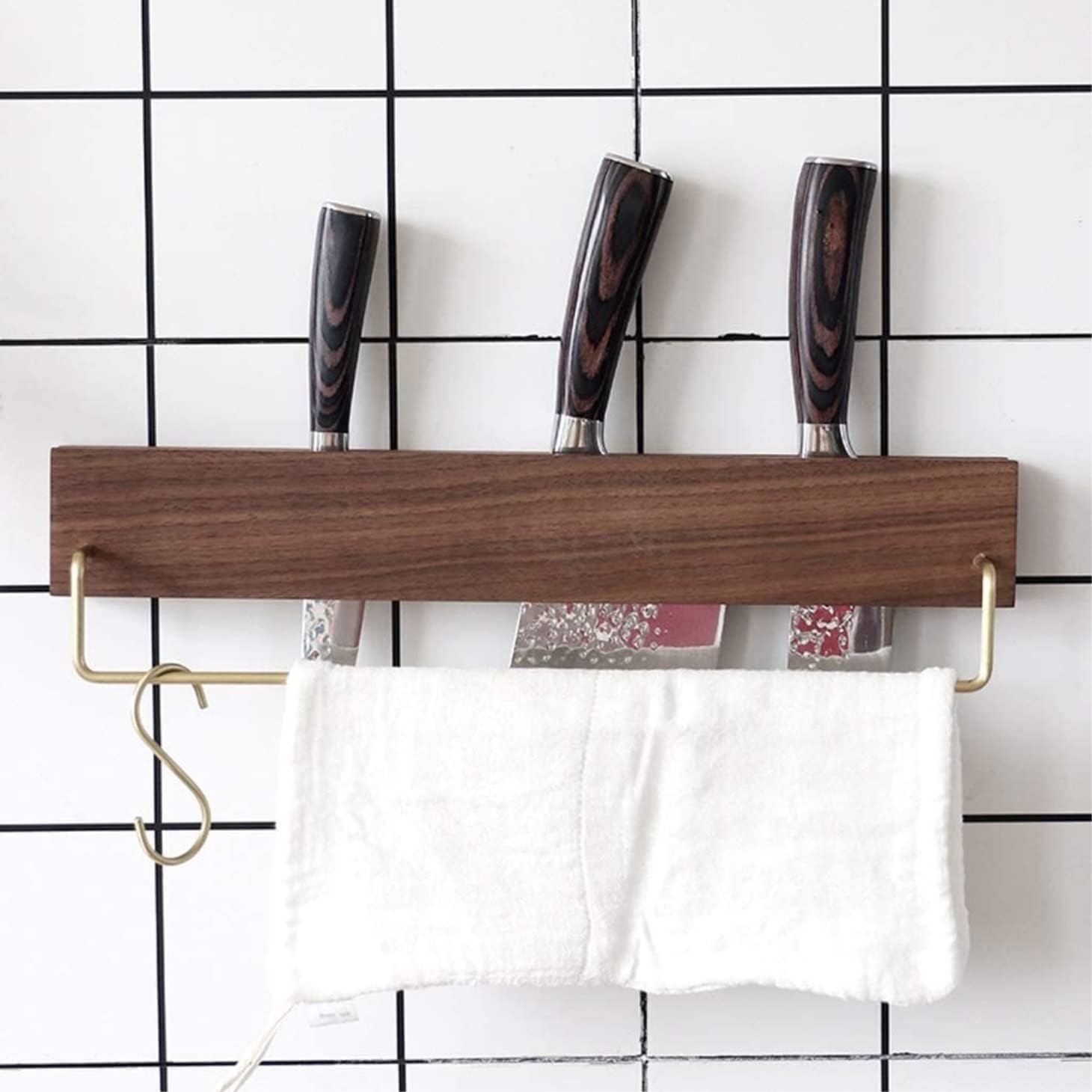 Knife Block Storage Stand Kitchen,Only Selling Cutter Holder,Rack for Wall Walnut Hanging Bar Towel