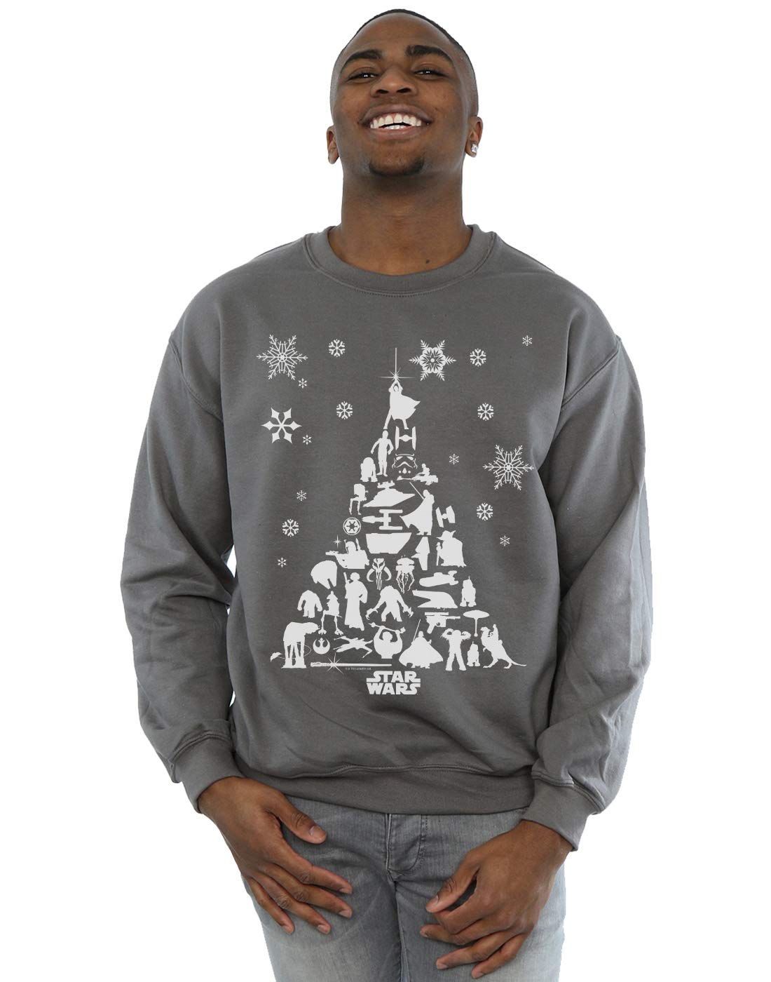 Star Wars Men's Christmas Tree Sweatshirt Charcoal Medium