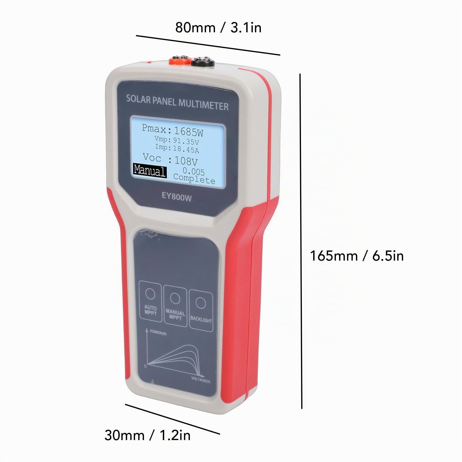 Sxhlseller Tester per Pannelli Solari 5-800 W, 12-60 V 0-35 A MPPT Multimetro Fotovoltaico con Display LCD per la Misurazione Manuale o Automatica della Potenza dei Componenti del Fotovoltaico