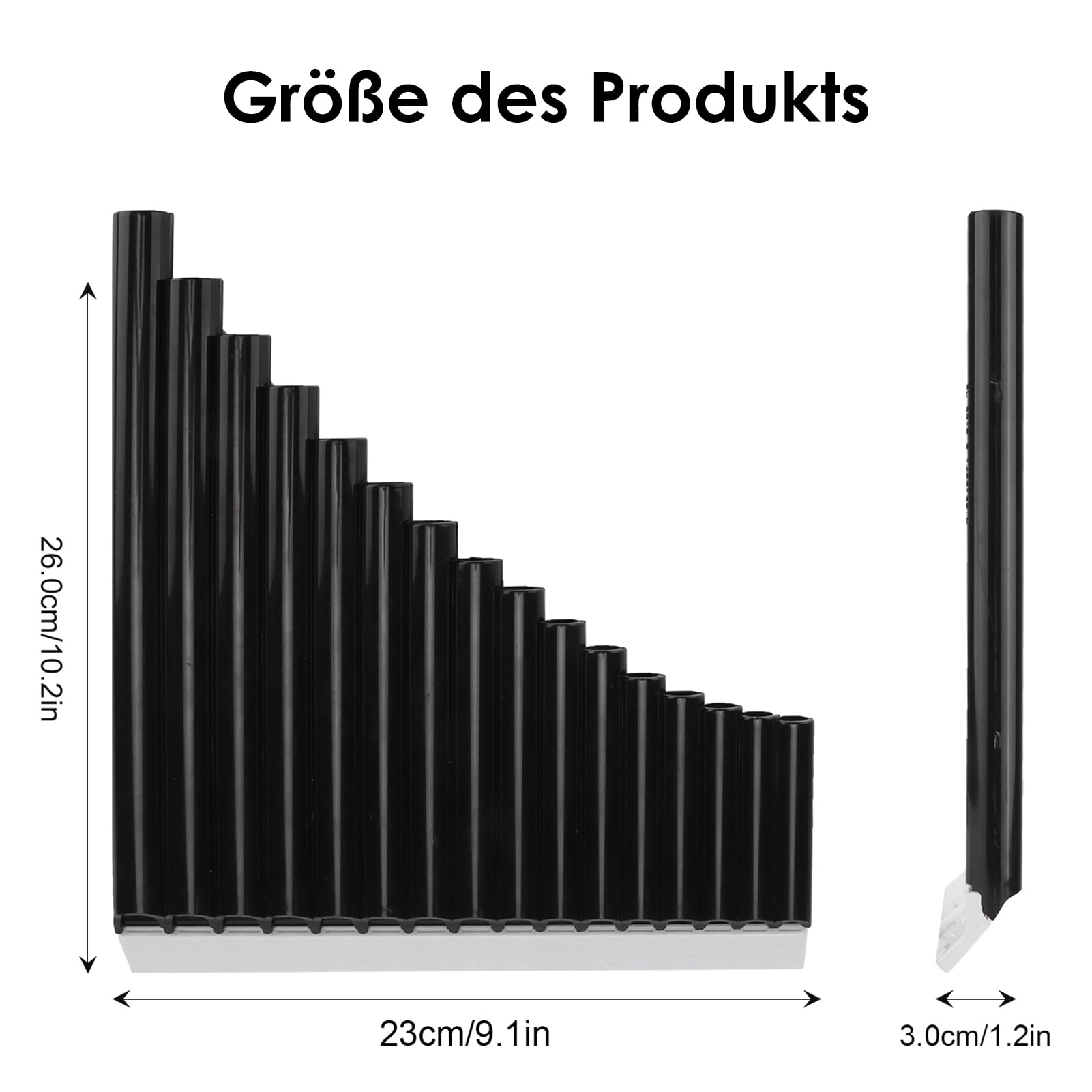 Panflöte Pan Flute Instrument spielen Sie einfach ein Lied Einfach zu lernen und zu spielen Langlebiger als Bambusflöten Panflöte 16 Pfeifen für Musik(die schwarze)