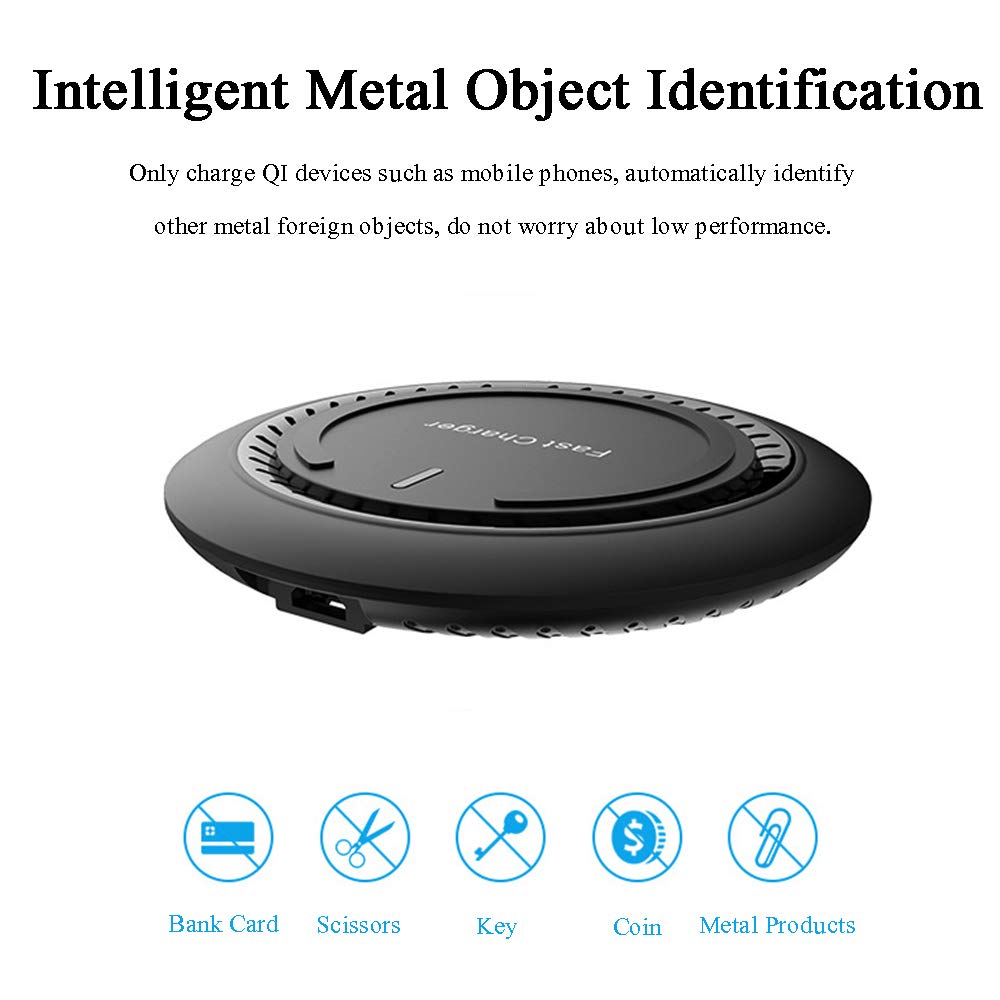 Caricatore Wireless Ricarica 10W Wireless Compatibile S9/S9 +/S8/S8 +/Nota 8, 7.5W Caricabatterie Wireless Compatibiler Apple iPhone XS/XS Max/XR/X/8/8 Plus e 5W Standard Ricarica, Black