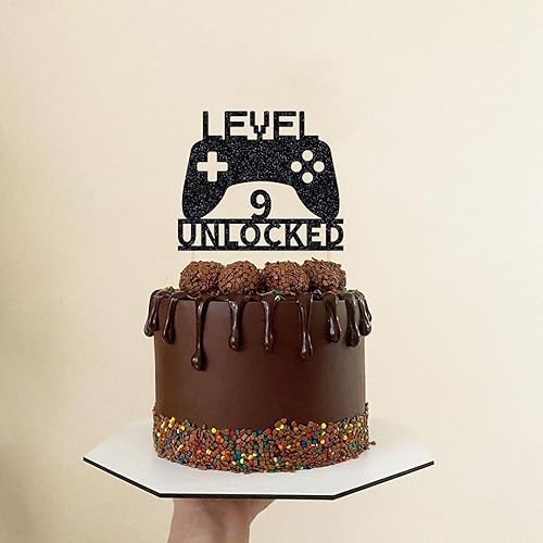 Miniatura 4 de Decoración para pastel desbloqueada de nivel 9 para 9º cumpleaños, controlador de videojuegos, decoración de tartas, suministros para fiestas