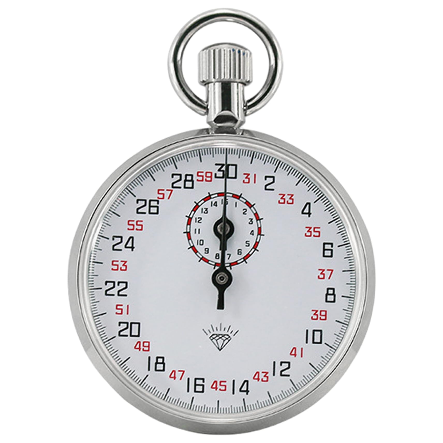 Chronomètre mécanique, chronomètre analogique à 13 bijoux avec chronométrage précis pour le sport et le laboratoire, cadran blanc, chronomètre avec cordon, 30 s/15 m